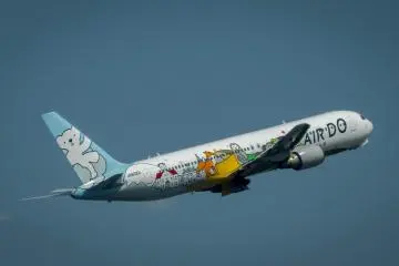 Another one of Terminal Two’s smaller Airlines is the Hokkaido based carrier Air-Do which works operates in collaboration with ANA. This airplane’s colorful design depicts various images associated with Hokkaido